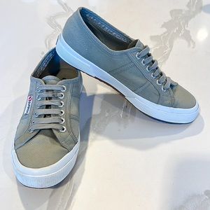 Superga Cotu Classic Gray Sage Canvas Sneakers Womens Sz US 8.5 EU 39.5